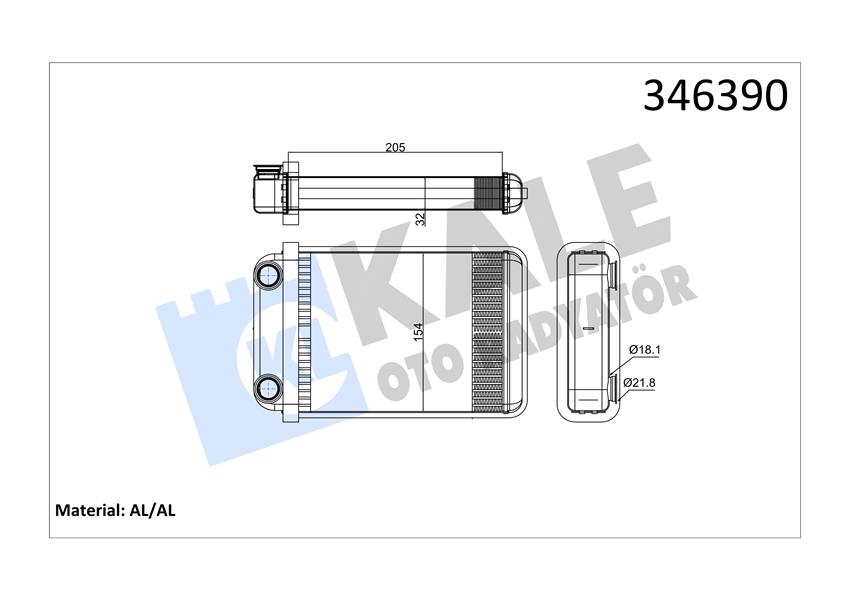 KALORIFER RADYATORU ASTRA J ASTRA J GTC ASTRA K CASCADA ZAFIRA TOURER C VAUXHALL ZAFIRA Mk III - KALE 346390