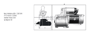 MARŞ MOTORU-M80 BMC MEGASTAR 12V 2.0kW 10D - LUCAS-61924103