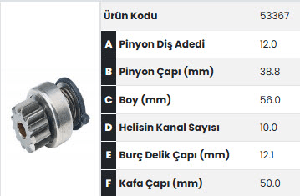 MARŞ DİŞLİSİ-BT 12D 10K FORD V347/BOXER  (53667 NİN AYNISI GÖVDE İNCE) 1006210205 - FORMMETAL-53367
