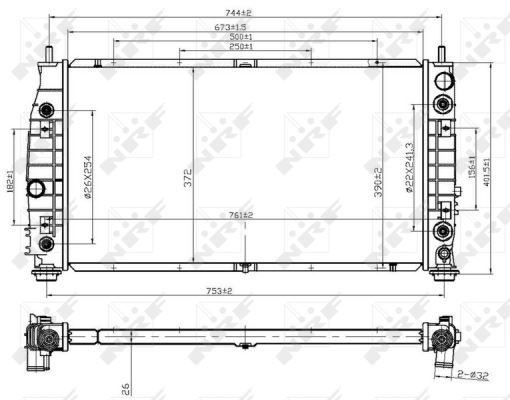 RADYATOR 300 M 2,7 V6 24V / 3,5 V6 24V 98 04 - NRF 53954