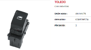 Unıversal Cam Anahtarı Tekli Toleda 12-19 - Mcar-An1417r