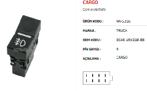 Unıversal Cam Anahtarı>ford Cargo Arka Sis Lambası - Mcar-An5316