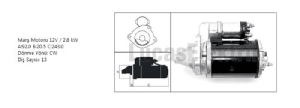 MARŞ MOTORU> 12V/2,8kW/13DİŞ M127 FORD TRANSİT - LUCAS-27577