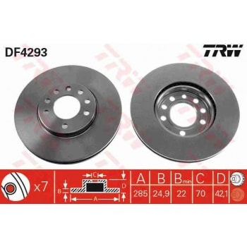 FREN DISKI ON CROMA 05> / VECTRA C 02> SIGNUM 03>08 02> / 9 3 02> HAVALI 285MM - TRW DF4293