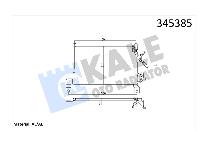 KLIMA RADYATORU RANGER 2.5D / 2.5TD 98>06 MAZDA B2500 SERIE 2.5D / 2.5TD 98>06 - KALE 345385