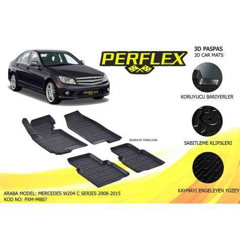 Mercedes Havuzlu Paspas 3d X-Mat Siyah C-Class W204 08>15 - Perflex Pxm-Mb07