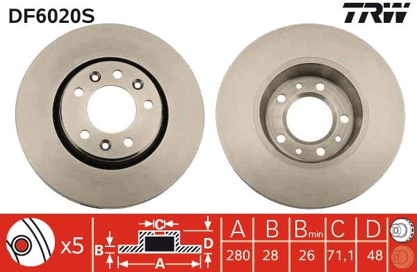 ON FREN AYNASI HAVALI SCUDO EXPERT JUMPY 1,6HDI / 1,6D MULTIJET 90 01 / 07> ABS SIZ ARACLAR ICIN - TRW DF6020S