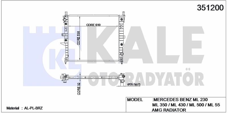 MOTOR SU RADYATORU ML-CLASS W163 98>05 - KALE 351200