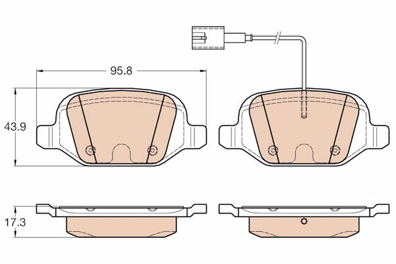 ARKA FREN BALATASI LINEA 1,3D MULTIJET 06 09> 1,4 / 1,4T JET 06 07> / 1,6 / 1,6D MULTIJET 06 09> CIF - TRW GDB1985