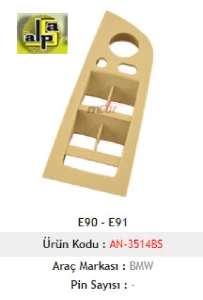 Unıversal Cam Anahtarı>e90 - E91  Sol Cam Anah. Çerçevesi - Bej - Katlanır Tip   >> - Mcar-An3514bs