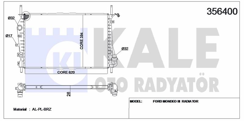 MOTOR SU RADYATORU MONDEO 2,0TDCI / 2,2TDCI 01>07 KLIMALI - KALE 356400