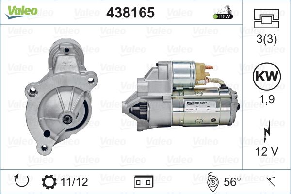 MARS MOTORU 12V 11 DIS 1.9KW C5 JUMPER P 406 P 407 BOXER 2,0 / 2,2 - VALEO 438165