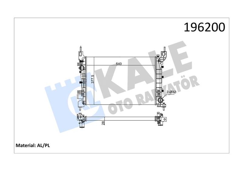 MOTOR RADYATOR LINEA 1,4MPI (542X377X28) / (1 SIRA AL+PL SISTEM) - KALE 0135012AL