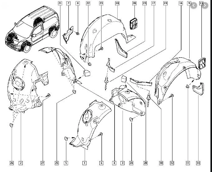 Renault Camurluk Davlumbazı Arka Sol Kangoo III 08> - Brd 673