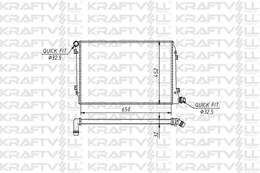 Vag Motor Su Radyatoru (mekanık - 650×452×32) Caddy Passat Golf Jetta Octavıa Touran Superb 1,9 / 2,0tdi - Kraftvoll 08040086