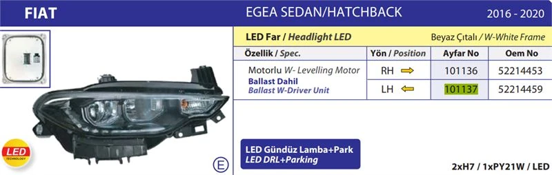 Fiat Sol Far Fiat Egea 16>20 - Ayfar 101137