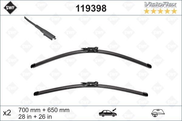 SILECEK SUPURGESI SWF ON TK. (700mm / 650mm) VIANO W639 03> VITO W639 03> - VALEO 119398