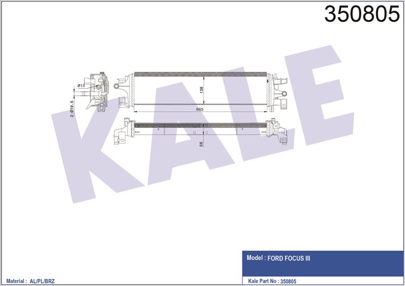 TURBO RADYATORU FORD FOCUS III 1.5 ECOBOOST (14+) / (AT MT) / (KLIMALI KLIMASIZ) - KALE 350805
