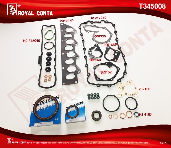 MOTOR TAKIM CONTASI (YARIM) RAINZ KECELI VE SUBAP LASTIKLI TRAFIC LAGUNA 1,9DCI (F9Q) - ROYAL T345008
