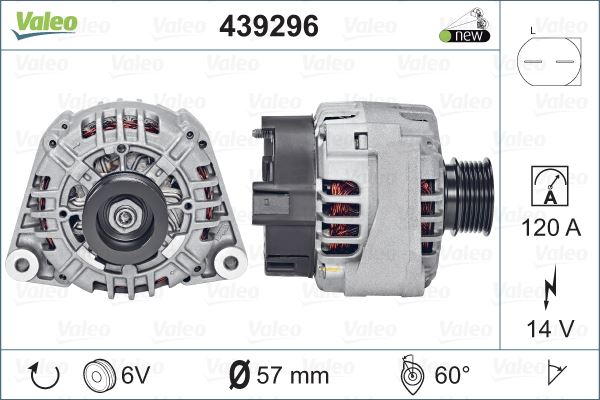 ALTERNATOR (14V 120A) C-CLASS W203 00>02 CL203 01>02 S203 01>02 - VALEO 439296