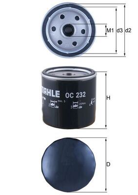YAG FILTRESI TRANSIT T12 T15 2,5 / 2,5TD 91>00 CONNECT 1,8TDCI 02>13 FOCUS 1,8TDCI 98>04 (ATOM TIP) - MAHLE OC232
