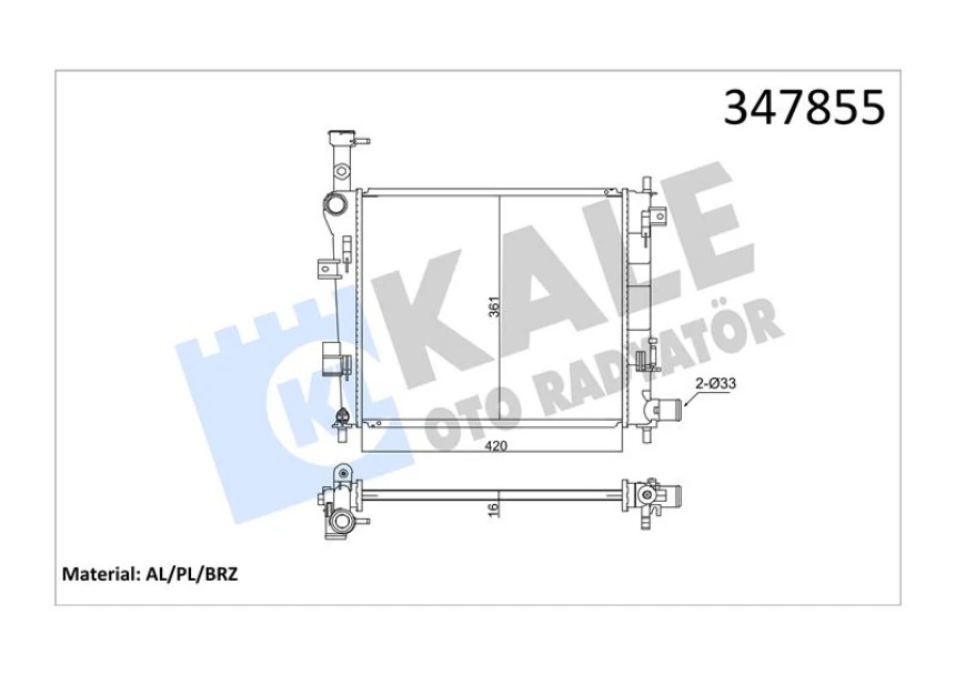 Kia Motor Su Radyatoru Kia Picanto 1.0 1.1 11> Manuel 420×358×16 - Kale 347855