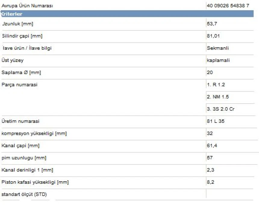 Vag Piston+segman (81,01mm Std) A3 A4 Cordoba İbiza Toledo Octavıa Golf III IV Beetle Passat Vento Akl A - Yenmak 31-04307-000