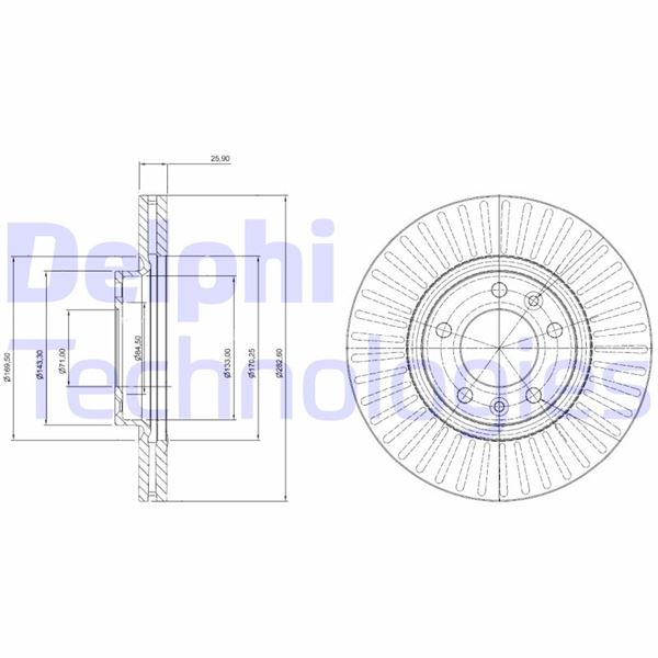 ON FREN DISK AYNASI HAVALI P407 1.6HDI 110 FAP 1.8 2.0 2.0 16V 2.0HDI 135 FAP 05 / 04> P407 SW P607 - DELPHI BG3835C