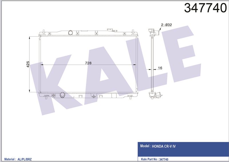 MOTOR SU RADYATORU HONDA CRV 2,4 2012> OTOMATIK VITES - KALE 347740