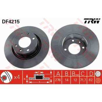 ARKA FREN DISK AYNASI C5 C5 II 2,2HDI 2,0HDI 1,8 16V 3,0 V6 2,0 16V HPI 2,0 16V 01> - TRW DF4215