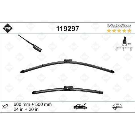 SILECEK SUPURGESI (X2) 600 / 500mm MUZ TIP A4 A5 S5 Q5 08> (SWF) - VALEO 119297