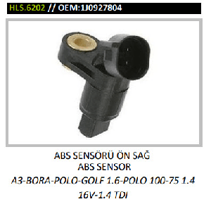 ABS SENSÖRÜ VOLKSWAGEN A3 BORA POLO GOLF 1.6 POLO 100 75 1.4 16V 1.4 TDI 96 05 ÖN SAĞ - HELLUX-HLS6202