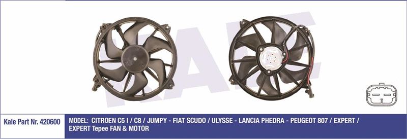 FAN MOTORU SOL C5 EM C8 P807 EXPERT III JUMPY III 1,6 HDI 2,0 HDI 370W - KALE 420600