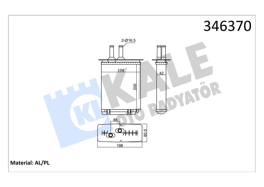 KALORIFER RADYATORU BARCHETTA PUNTO LANCIA Y - KALE 346370