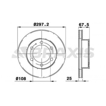 ON FREN DISK (AYNASI) HAVALI TOYOTA HILUX VIGO 2.5DT 3.0DT D 4D 4×4 05-15 (297×6) - BRAXIS AE0342