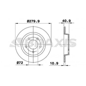 ARKA FREN DISK AYNASI DUZ MAZDA III 2.0 03> 07 MAZDA 5 V CR19 1.8 2.0 2.0CD 05> 280X5 - BRAXIS AE0391