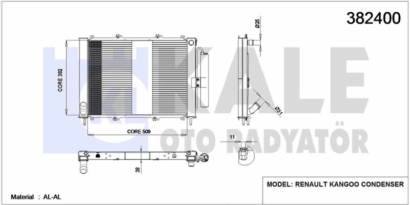 Renault Motor Radyatoru+klıma Radyatoru Kangoo 1,9dci 1,5 DCI 03> - Kale 382400