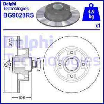 RULMANLI ARKA FREN AYNASI (DISKI) ADET MEGANE II CLIO III MODUS 1,2 / 1,4 / 1,5DCI / 1,6 / 1,8 / 1,9 - DELPHI BG9028RS