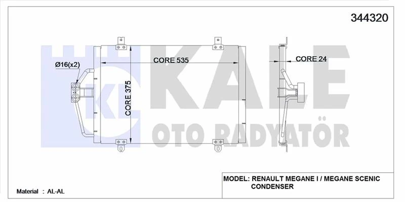 Renault Klima Radyatoru  Megane I 1.4 E 96 03 - Kale 344320