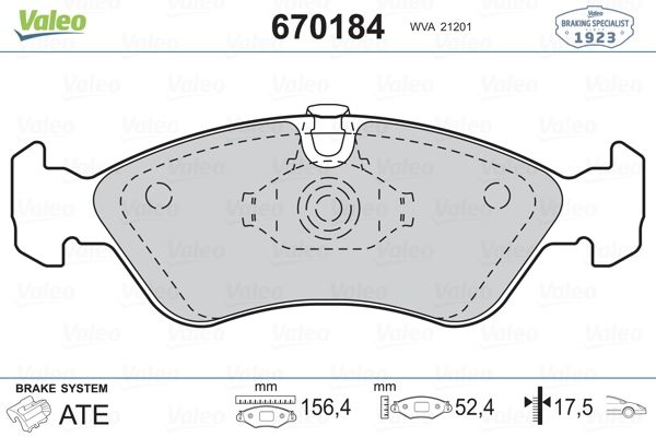 ON FREN BALATASI ASTRA CLASSIC 99>02 ASTRA F 92>98 VECTRA A 89>95 VECTRA B 96>02 OMEGA 86> KADETT E - VALEO 670184