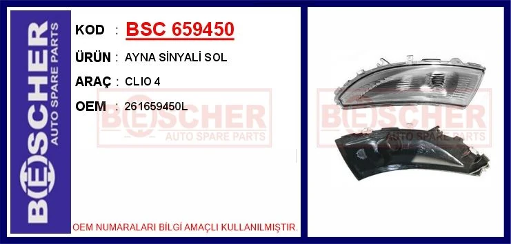 Renault - Elektrikli Dis Dikiz Ayna Sinyalı Sol Clio IV 12> Captur I 13> Zoe 12> - Bsc 659450