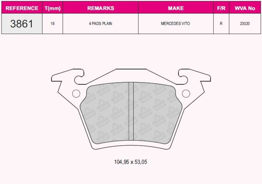 Mercedes Fren Balatası Arka V-Class 638/2 96>03 Vito 638 96>03 - Beser 3861
