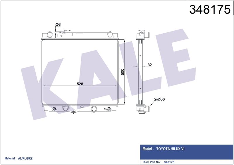 MOTOR SU RADYATORU TOYOTA HILUX VI PIck up 2.5 TD 01> (OTOMATIK VITES) / (32mm) - KALE 348175