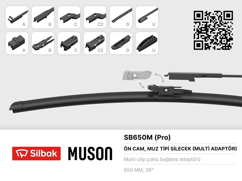 SILECEK SUPURGESI MUZ TIPI GRAFITLI 650mm 6 APARATLI - SILBAK SB650M
