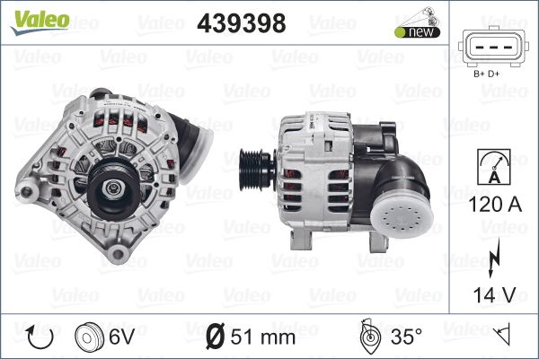 ALTERNATOR 120 A 14V BMW E36 E39 E60 E46 E53 E38 - VALEO 439398