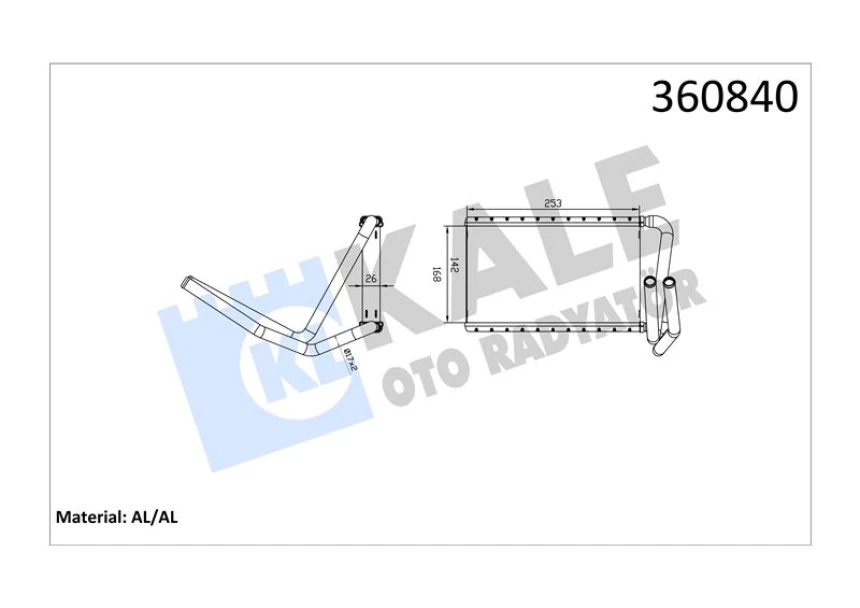 Hyundaı Kalorıfer Radyatoru Kia Sorento I 2.4 2.5crdi 3.3/3.5 V6 4wd 02<11 Borulu [brazıng Al/al] [253x168x2 - Kale 360840