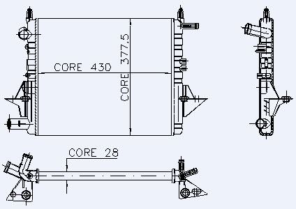 MOTOR RADYATOR TWINGO (96>) / (2 SIRA AL+PL) / (430X377X28) - KALE 0525252AL