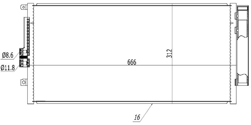 Fiat Klima Radyatoru Fiat 500 1,4i 07-> (666x312x16) - Orıs Cfi689016