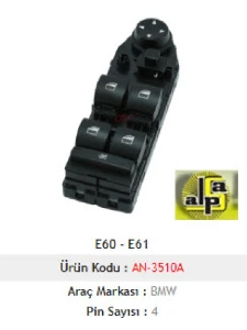 Unıversal Cam Anahtarı-Sol Dörtlü Perdesiz Katlanmaz Ayna Merc E60-E61 - Mcar-An3510a