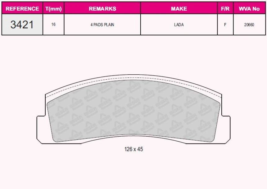 Lada On Fren Balatası Niva 1,7 - Grap 93421